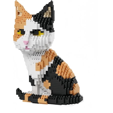 Honchoes Calico Cat Building Blocks Set Not Compatible with Lego Animal Gift for Adults Cat Lover