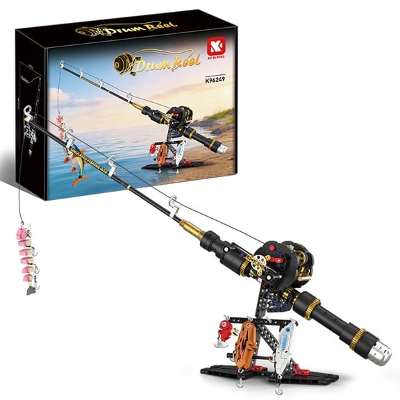 Honchoes Casting Rod Building Sets Compatible With Lego Gear Reel Fishing Rod Desktop Ornaments Building Blocks For Adults Teens 589 Pcs