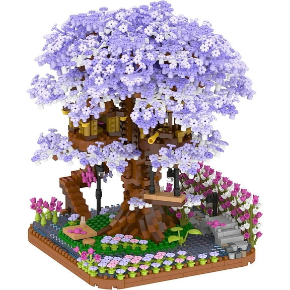 Honchoes Cherry Flowers Building Set Tree House for Adults Not Compatible with Lego 2200Pcs