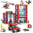 thumbnail image 1 of Honchoes City Fire Station Building Set Truck Helicopter for Boys Compatible with Lego 748Pcs, 1 of 8