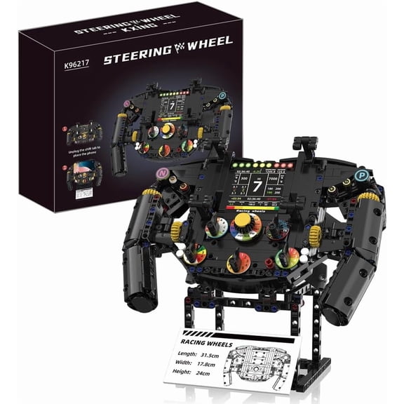 Honchoes F1 Racing Wheels Model Building Set Compatible with Lego Race Car Steering Wheel for Adults Home Decor 833 Pcs