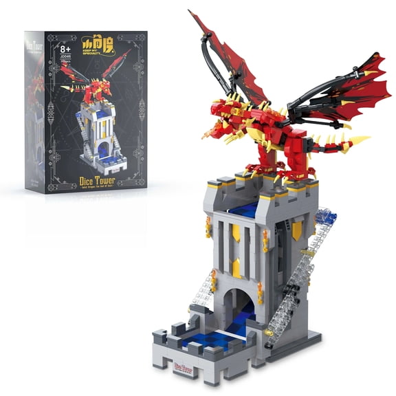 Honchoes Fire Dragon Dice Tower Building Set Compatible with Lego Architecture Toy Gift for Adults 1176Pcs