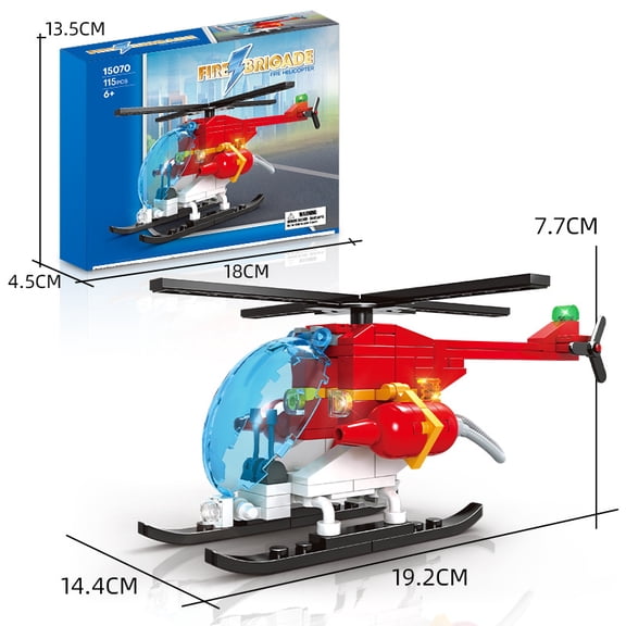 Honchoes Fire Rescue Helicopter Building Set Compatible with Lego Airplane Toy for Boys 115 Pcs