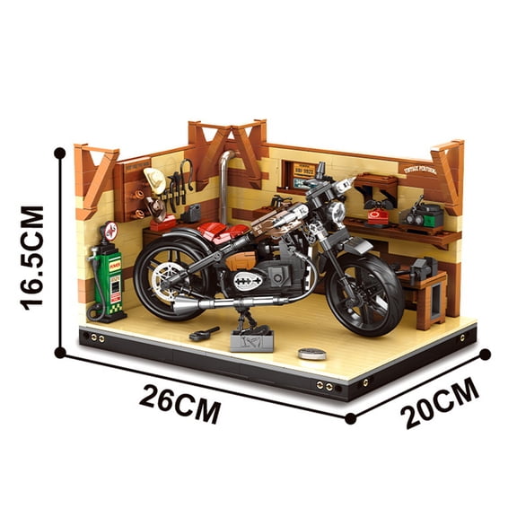 Honchoes Garage with Motorcycle Building Set Mini Not Compatible with Lego Home Decor for Adults 1140 Pcs
