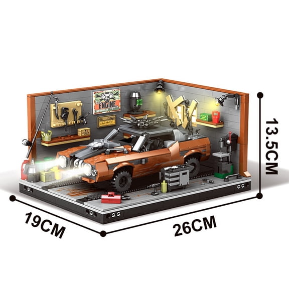 Honchoes Retro Sports Car Garage Building Blocks Set Not Compatible with Lego Garage Vehicle Modle Desk Decor Building Toys for Adults Boys 1140 Pcs