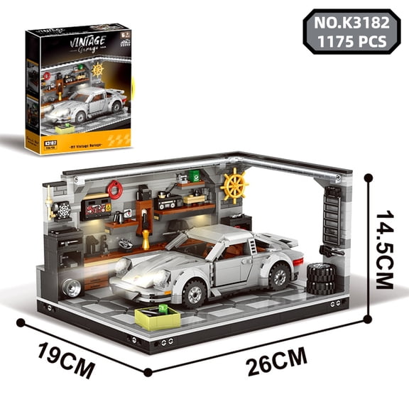 Honchoes Garage with Sports Car Building Set Mini Not Compatible with Lego Cars Home Decor for Adults 1175 Pcs