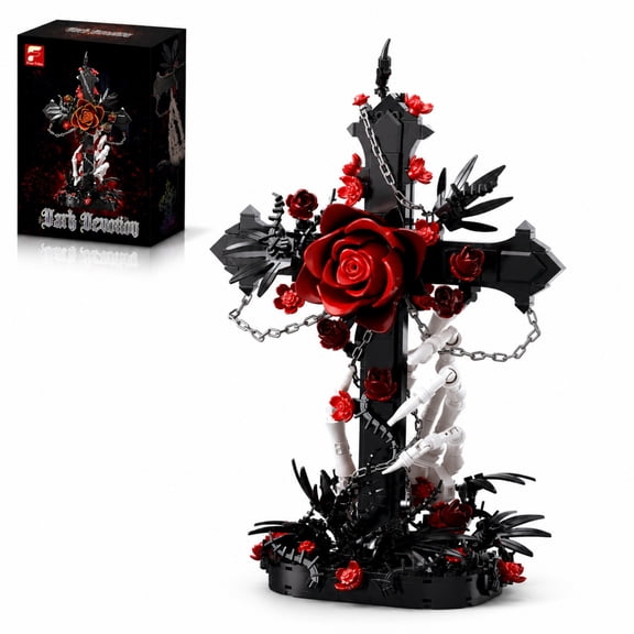 Honchoes Gothic Red Oath Rose Skeleton Building Sets Compatible With Lego Flower Patience Building Blocks For Adults Teens 720 Pcs