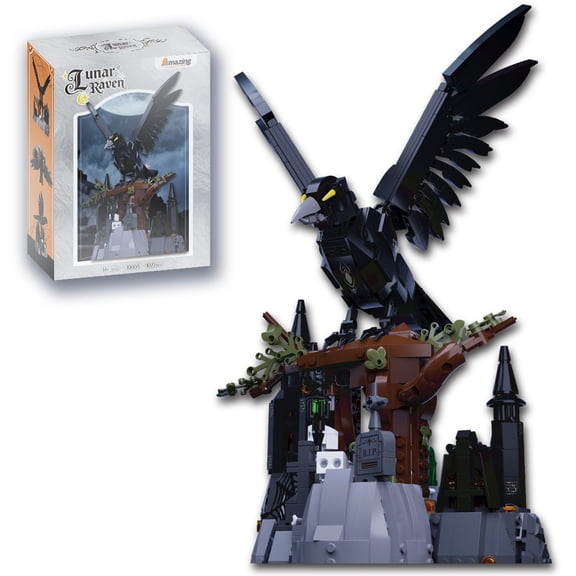Honchoes Lunar Raven Bird Building Set Compatible with Lego Animal Gothic Decor for Adults 1072 Pcs