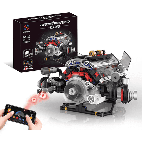 Honchoes Mechanical F1 Engine Model Building Set for Adults Car Compatible with Lego 664 Pcs
