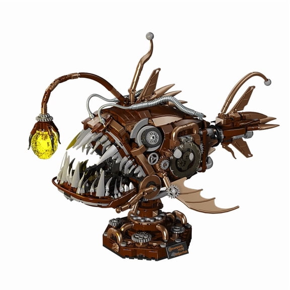 Honchoes Mechanical Lantern Fish Building Set Compatible with Lego Animal Fish Decor for Adults 1236 Pcs
