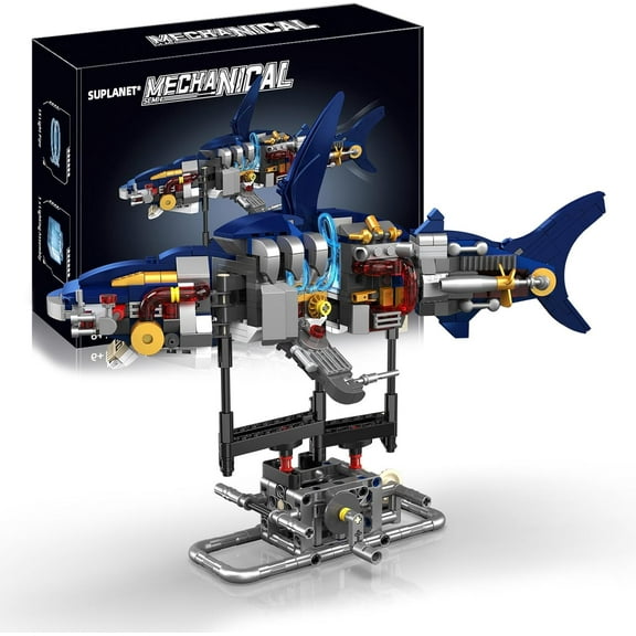 Honchoes Mechanical Shark Building Set with Light Compatible with Lego Animal Model Home Decor Gift 631Pcs