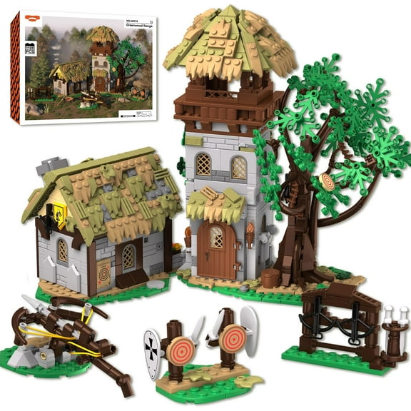 Honchoes Medieval Knight Training Ground Building Blocks Set Compatible with Lego STEM Toy Gift for Boys 1109PCS