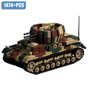 Honchoes Military Tank Building Set Compatible with Lego WW2 Army Tank Model for Adults Boys 1474 Pcs