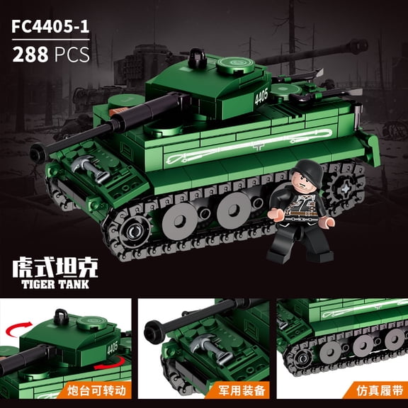 Honchoes Military Tiger Tank Building Set Compatible with Lego Army Tank Model Decor Gift for Adults Boys 288 Pcs