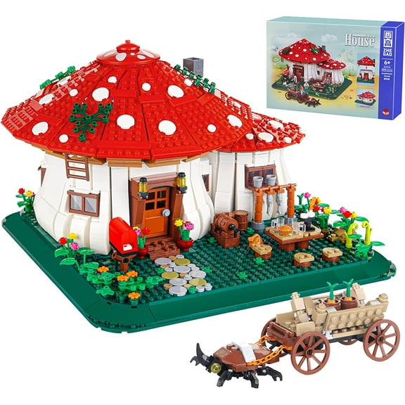 Honchoes Mushroom House Building Blocks Set Mini Not Compatible with Lego Creative Fantasy Gift for Adults Boys Girls 2233PCS
