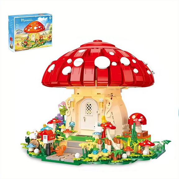 Honchoes Mushroom House Building Set with LED Compatible with Lego Treehouse for Adults 1296Pcs