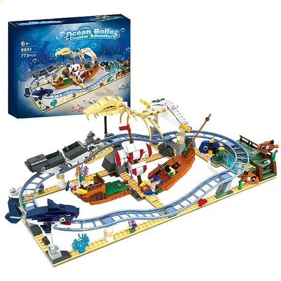 Honchoes Ocean Roller Coaster Building Set for Kids Compatible with Lego 773 Pcs