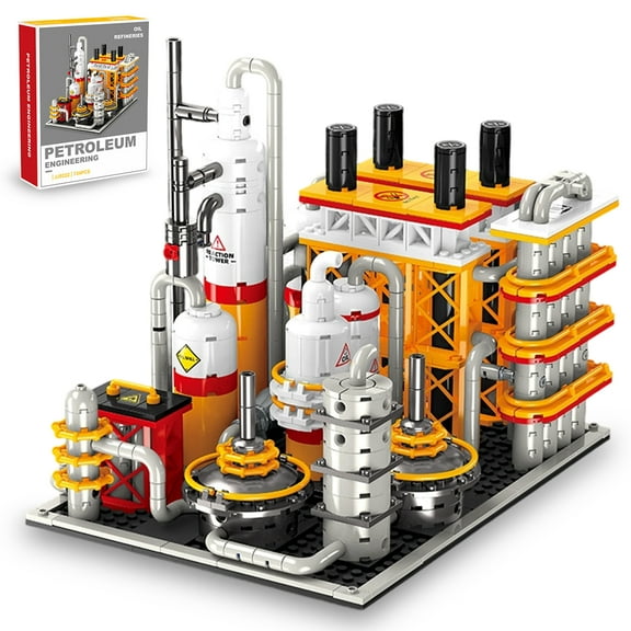 Honchoes Oil Refinery Building Blocks Set Compatible with Lego Petrochemical Factory Station Architecture for Adults 734Pcs