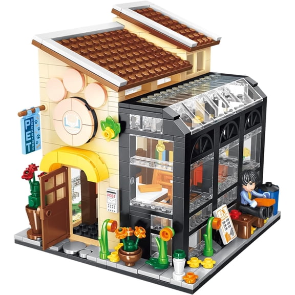 Honchoes Pet Bookstore Building Blocks Set with LED Compatible with Lego City Architecture Model Gift for Boys Girls 640 Pcs
