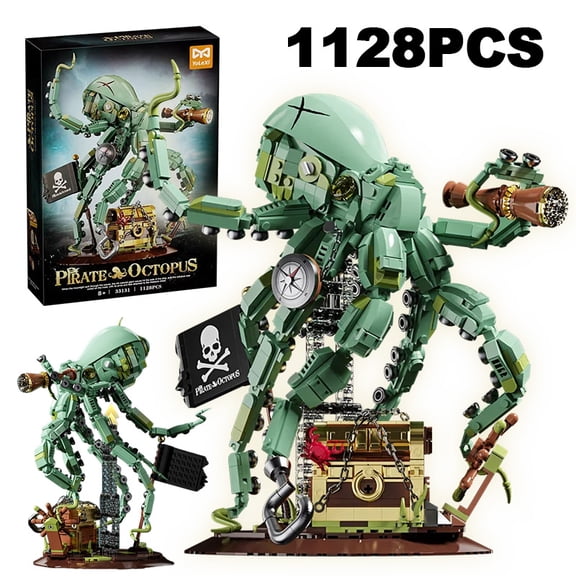 Honchoes Pirate Octopus Building Blocks Set Compatible with Lego Animal Model Decor for Adults 1128 Pcs