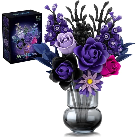 Honchoes Gothic Roses Bouquet Building Set Compatible with Lego Flowers Home Decor Gift for Women 822Pcs