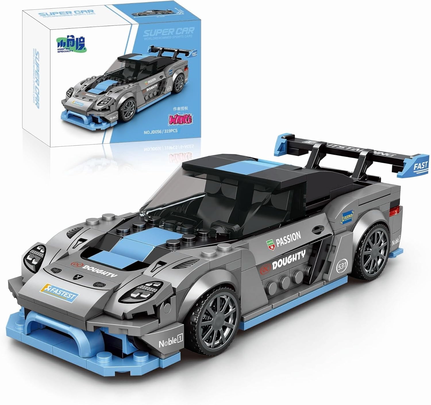 Honchoes Sports Racing Car Building Set Compatible with Lego Cars for Adults Boys 319 Pcs