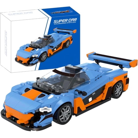 Honchoes Blue & Orange Racing Car Building Set Compatible with Lego Super Car Vehicle Modle Building Blocks for Adults Boys 348 Pcs