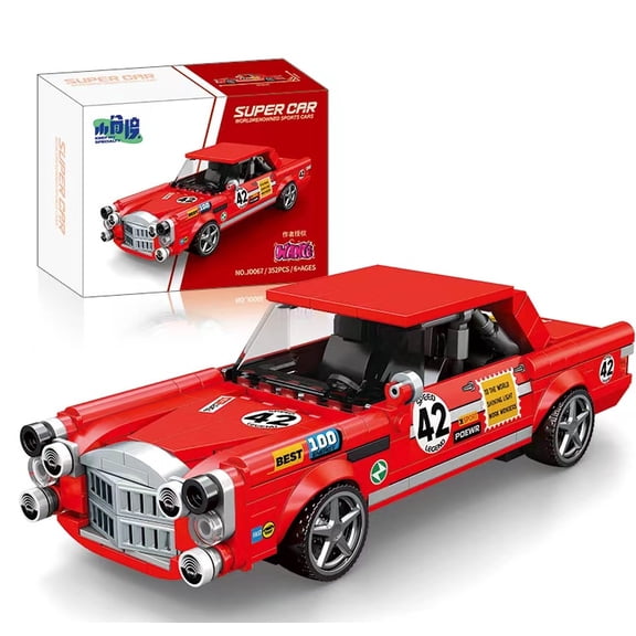 Honchoes Red Racing Car Building Blocks Set Compatible with Lego Sports Cars Cognitive Development Vehicle Modle Building Kits for Adults Boys 352 Pcs