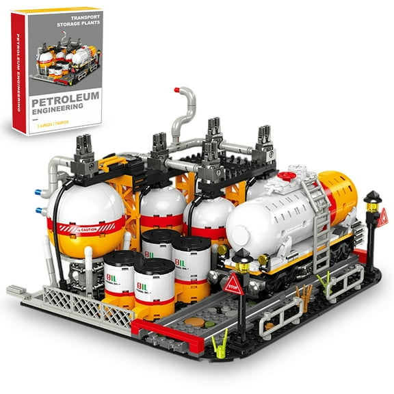 Honchoes Transport Storage Plants Building Blocks Set Compatible with Lego Petrochemical Factory Station Architecture for Adults 743Pcs