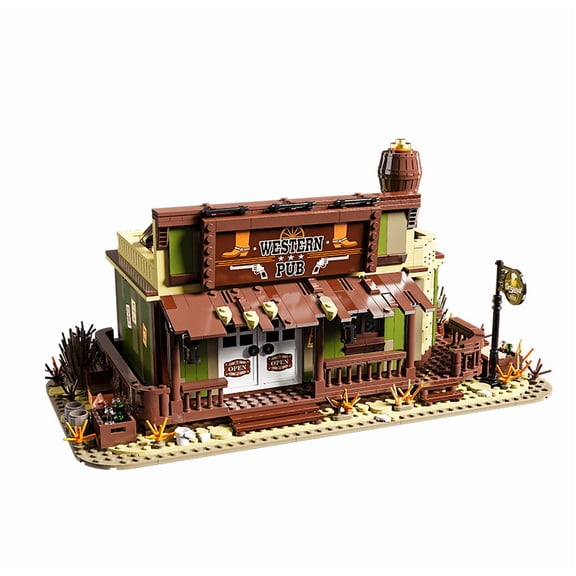 Honchoes Western Tavern Building Sets Compatible With Lego Wild Desert Roadhouse Construction Skills Building Toys For Adults Teens 2470 Pcs