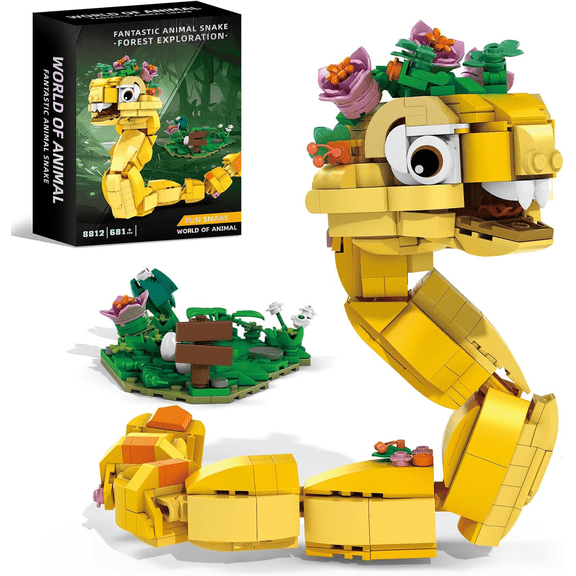 Honchoes Yellow Snake Building Sets Flowers Animal Model Compatible With Lego Forest Exploration Theme Creative For Adult Teens 681
