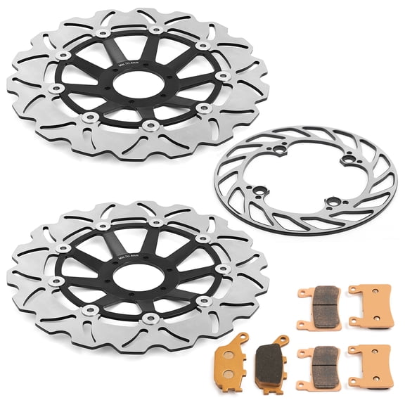 For Honda 2 Front 1 Rear Brake Discs Rotors Pads CBR900RR CBR 900 RR Fireblade 1998 1999 Stainless Steel 420 (2Cr13) Aluminum Alloy 6061 43251-MEE-000 45120-MAS-E01 45220-MAS-E01