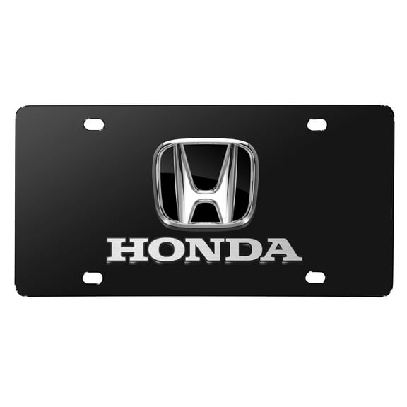 Honda 3D Black Logo Dual Black Stainless Steel License Plate