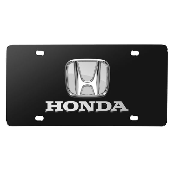 Honda 3D Chrome Logo Dual Black Stainless Steel License Plate