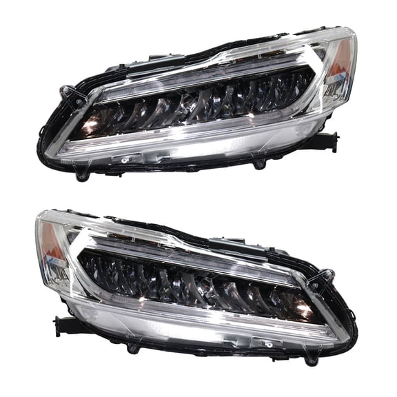 For Honda Accord 2016 2017 Headlight Driver and Passenger Side | Pair | Sedan | Touring | LED | Replacement For HO2502174, HO2503174 | 33150-T2A-A33, 33100-T2A-A33