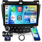 Podofo Android 15 Car Stereo for Honda Accord 2003-2007 Radio Wireless Carplay Android Auto 10.1 inch 1080P HD IPS Touch Screen DSP EQ Built-in GPS MirrorLink WiFi Bluetooth FM/RDS AHD Backup Camera