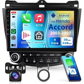 Podofo 10.1 inch 1080P HD IPS Touch Screen Android 15 Car Stereo for Honda Accord 2003-2007 Radio Wireless Carplay Android Auto with GPS AHD Backup Camera