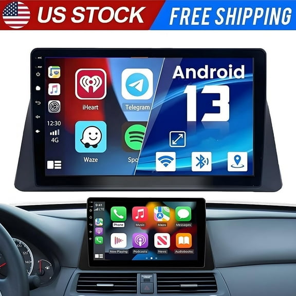 for Honda Accord 8th 2008-2013 Android Car Stereo Radio support Wireless Carplay/Android Auto Car Radio with 10.1 inch Touchscreen WiFi GPS Navigation Bluetooth USB FM/RDS Radio