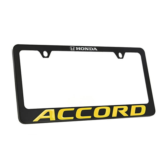 Honda Accord wordmark black coated metal license plate frame holder 2 hole