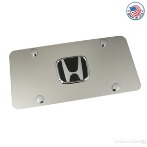 Honda Black 3D Logo Chrome Stainless Steel License Plate