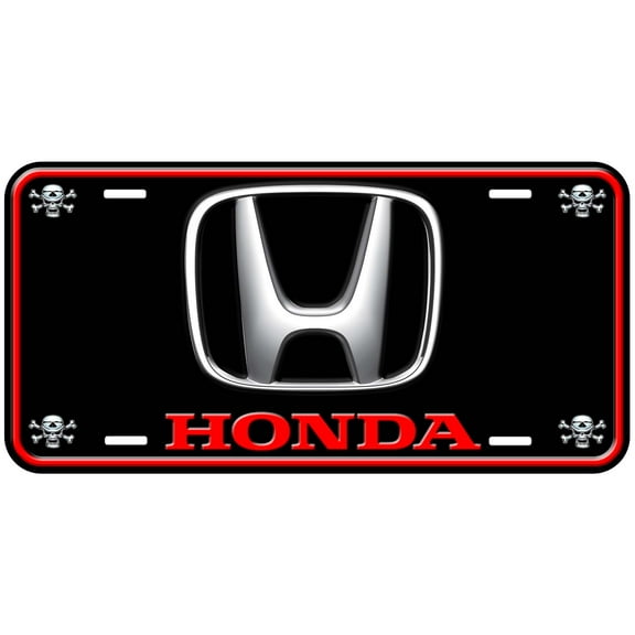 Honda Black with Skull Flat Novelty Car Auto License Plate
