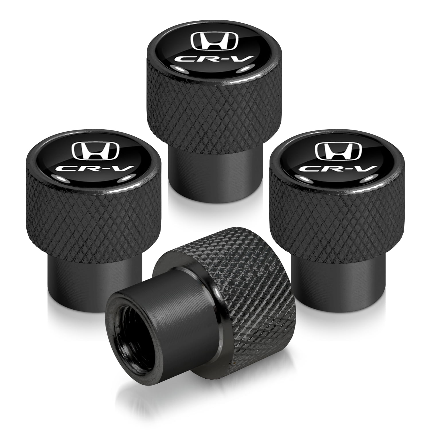 Honda CR-V in Black on Black Aluminum Tire Valve Stem Caps