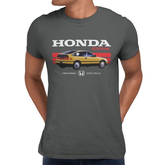 Honda CR-X 1989 Racing Stripe Retro Civic Men's T Shirt (Charcoal, S-XXXL)