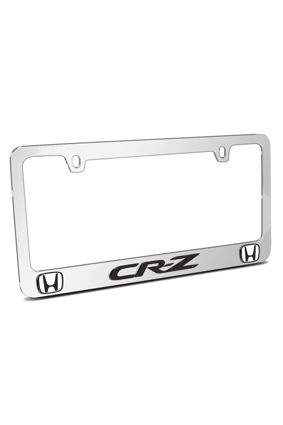 Honda CR-Z Dual Logo 3D Embossed Letters on Mirror Chrome Metal License Plate Frame
