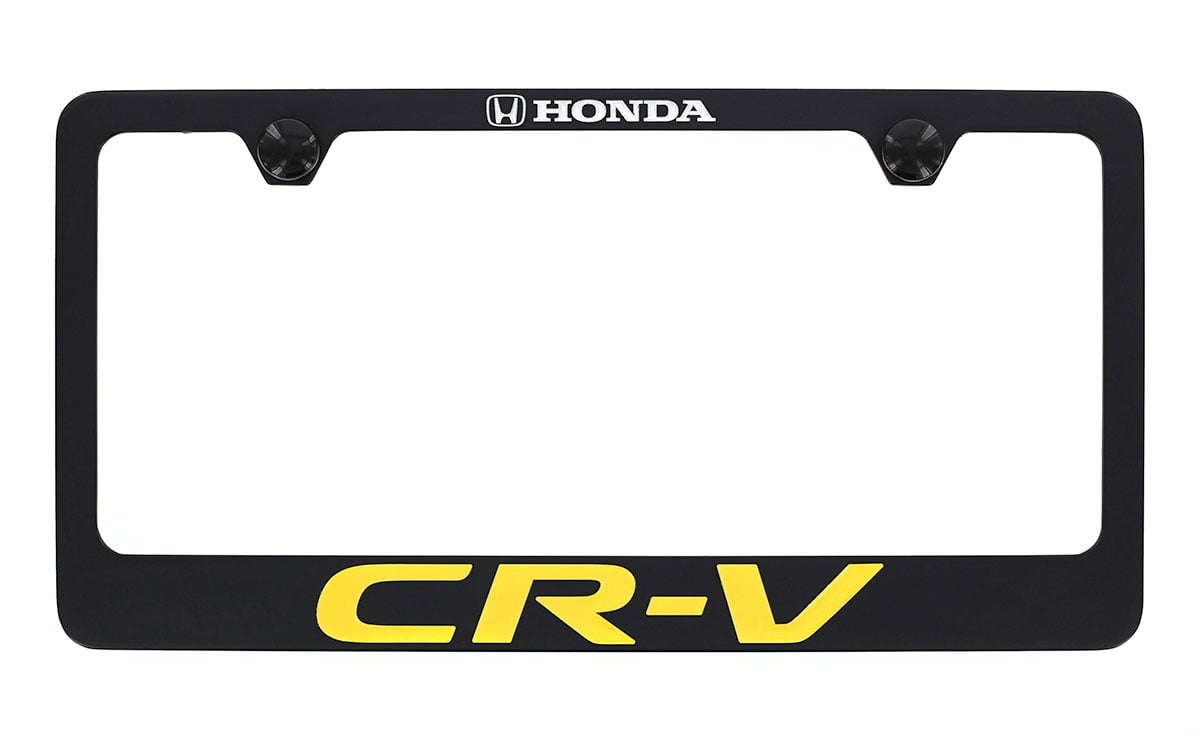 Honda CRV wordmark black coated metal license plate frame holder 2 hole