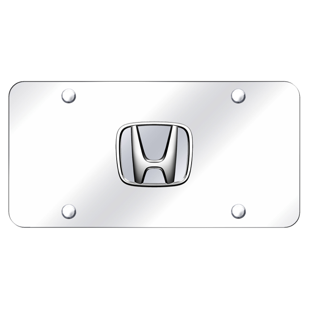Honda Logo License Plate Frame – Chrome On Black – Official OEM P.HON.CBK
