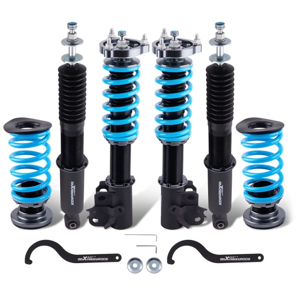 Honda Civic 2006-2011 Coilovers Suspension Kit, 24-Way Adjustable Damper, 25-75mm Lowering, 7/6 kg/mm Springs, Black Body/Blue Spring, Front/Rear, Sedan/Coupe