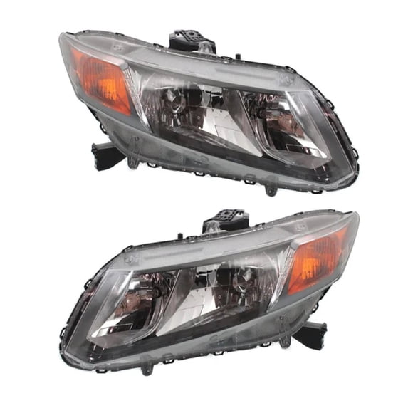 For Honda Civic 2012 Headlight Assembly Driver And Passenger Side | Pair | With Amber Turn Signal Light | Composite Type | Replacement For HO2502144, HO2503144 | 191275938843, 191275938850
