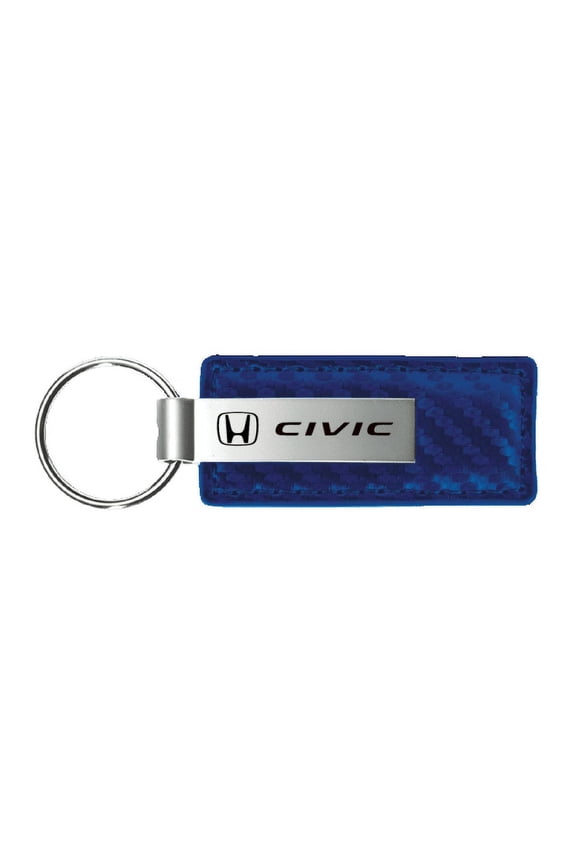 Honda Civic Blue Carbon Fiber Texture Leather Key Chain Fob Official Licensed