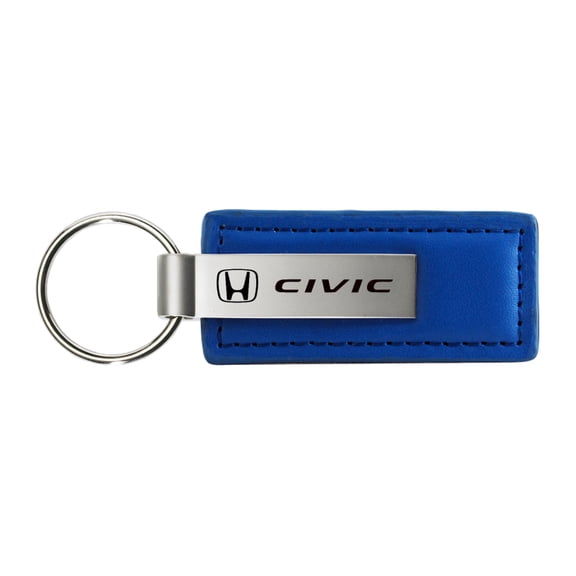 Honda Civic Blue Leather Authentic Metal Logo Key Fob Ring Official Licensed